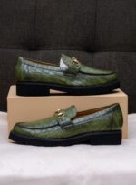 Klevas Exotic Elegance Premium Leather Green Loafers - Image 2