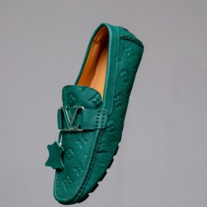 Louis Vuittton Luxury Green Leather Loafers