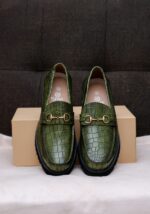 Klevas Exotic Elegance Premium Leather Green Loafers